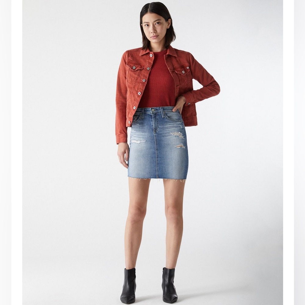 ADRIANO GOLDSCHMIED The Erin Pencil Skirt Distressed With Raw Hem, AG